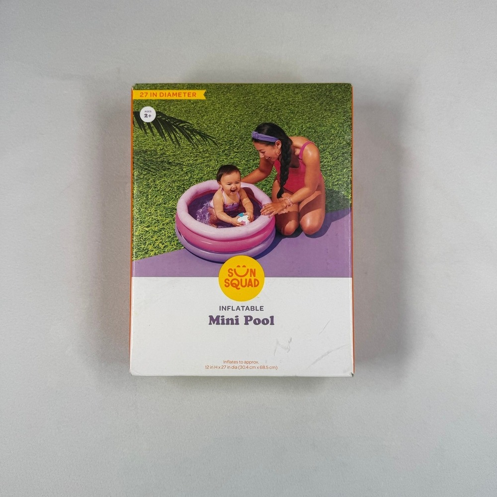 Sun Squad Inflatable Mini Pool 27 Inch Diameter Pink Purple‎ Toddler Kids Age 2+